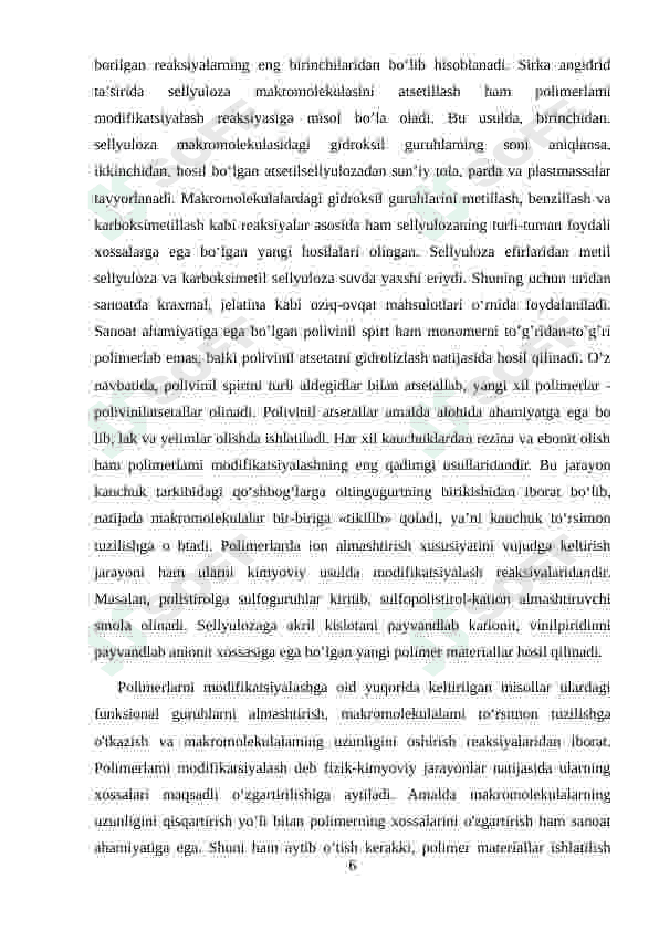 Polimeranalogik o'zgarishlar va ularning o'ziga xos xususiyatlari 6