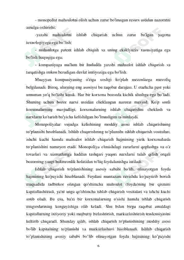 Monopoliya nazariyasi va bozor hokimiyati muammolari 6