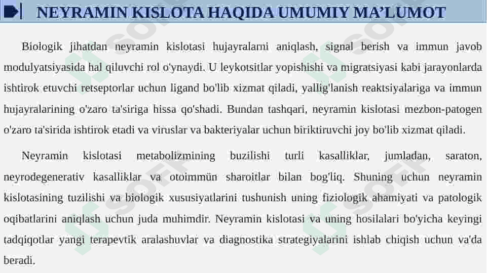 Neyramin kislota va uning xosilalarining tuzulishi va biologik xossalari.Sial kislotalar 6