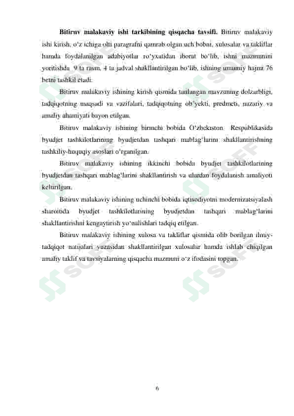 BYUDJET TASHKILOTLARINING BYUDJETDAN TASHQARI MABLAG'LARINI SHAKLLANTIRISH MASALALARI 6