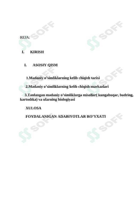 Madaniy oʻsimliklarning kelib chiqish tarixi botanika kurs ishi 7