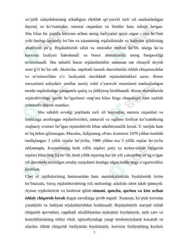 O‘zbekistonda milliy bozorni shakillantirish va rivojlantirish muammolari 7