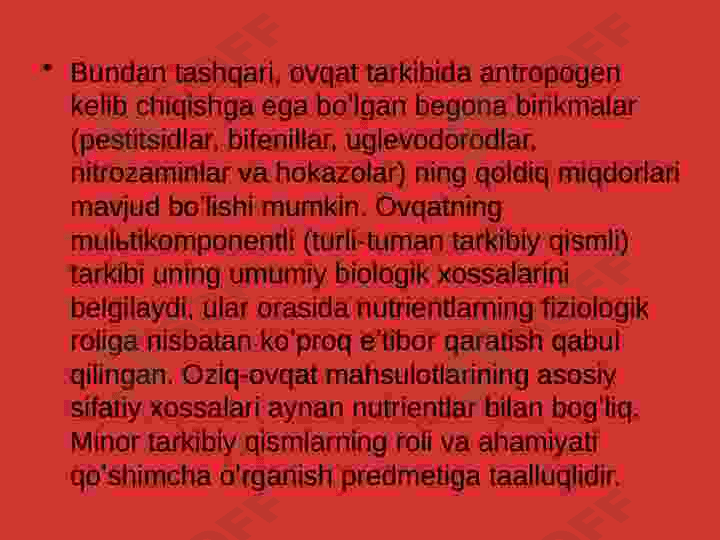 Ovqat mahsulotlarining sifatini gigiyenik baholash 7