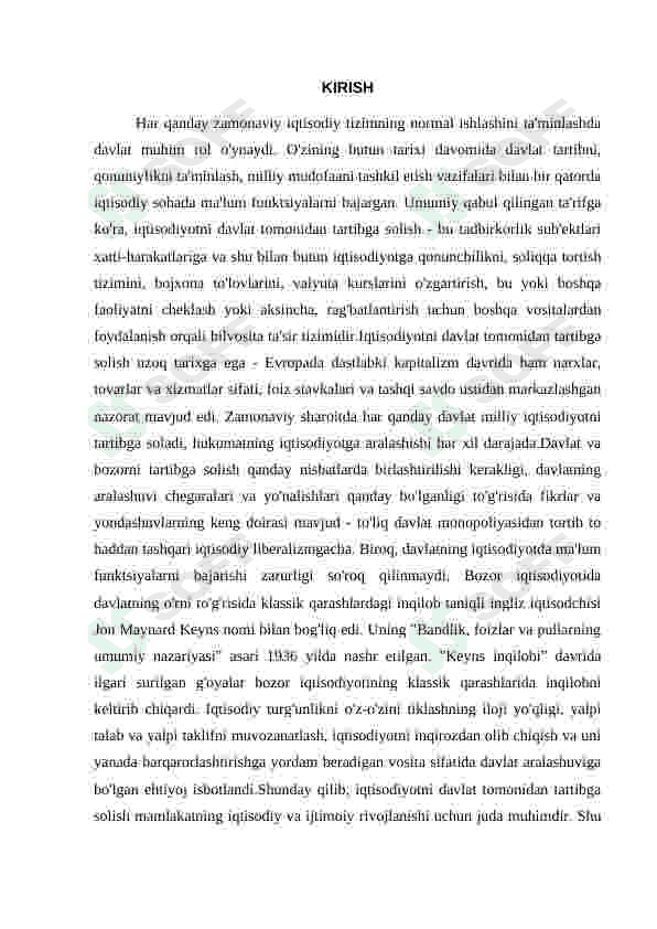 Milliy iqtisodiyotni tartibga solish va rag’batlantirishda soliqlardan samarali foydalanish mexanizmini takomillashtirish. 7