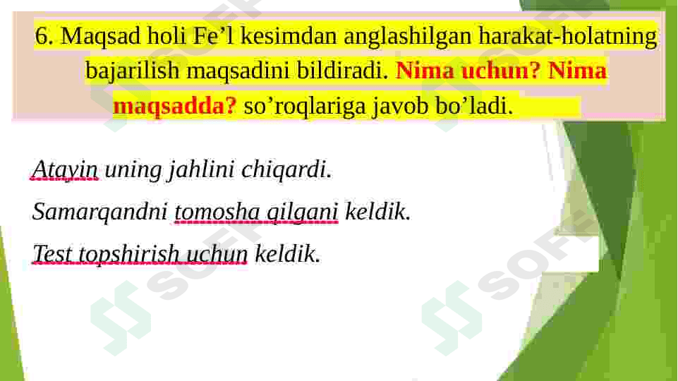 Ikkinchi darajali bo’laklar haqida umimiy ma’lumot. 7