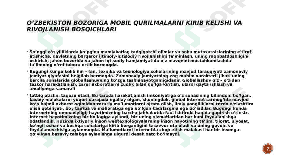 O'zbekiston bozoriga mobil qurilmalarni kirib kelish va rivojlanish bosqichlari 7