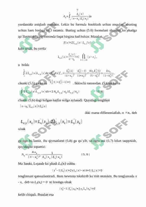 Gauss kvadratur formulalari. 7