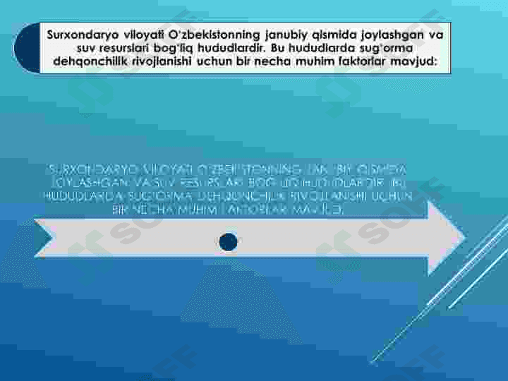 :” O‘ZBEKISTONNING SURXONDARYO HAVZASIGA KIRUVCHI HUDUDLARIDA SUG‘ORMA DEHQONCHILIKNING RIVOJLANISHI 7