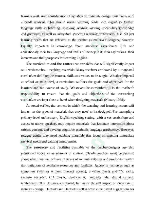 Designing relevant grammar, phonology and vocabulary teaching and learning materials 7