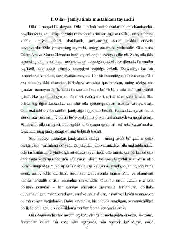 Oila farzandlarning birinchi tarbiyachisi 7