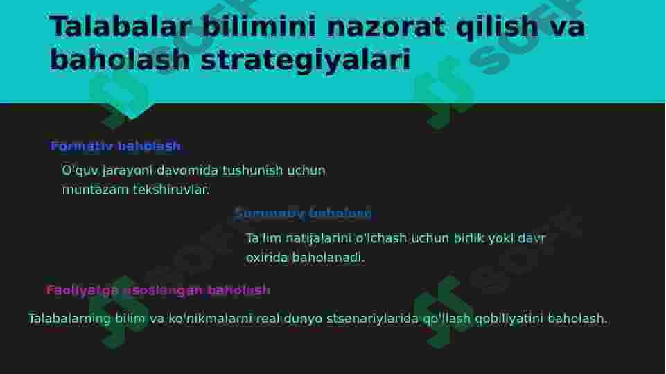 Samarali o’qitishning qiziqtiruvchi va interfaol usullari, hamda ulardan foydalanishni o’rganadi. O’quvchilar bilimini nazorat qilish usullari va ularni takomillashtirish metodikasi 2 7