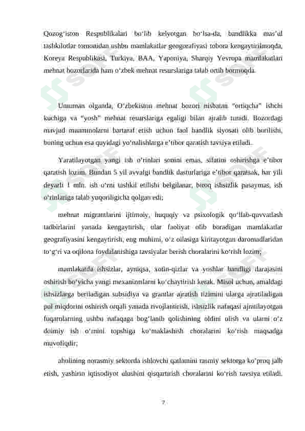JAHON IQTISODIYOTIDA OZIQ OVQAT VA DEMOGRAFIK MUOMMOLAR,ULARNI BARTARAF ETISH BO'YICHA TIZIMLI CHORA-TADBIRLAR 7