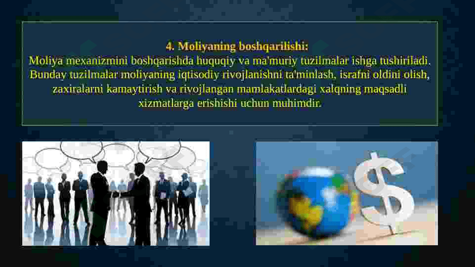 Moliya mexanizmi va uning tarkibiy qismlari, elementlari va moliyaviy siyosatni amalga oshirishdagi ro’li 7