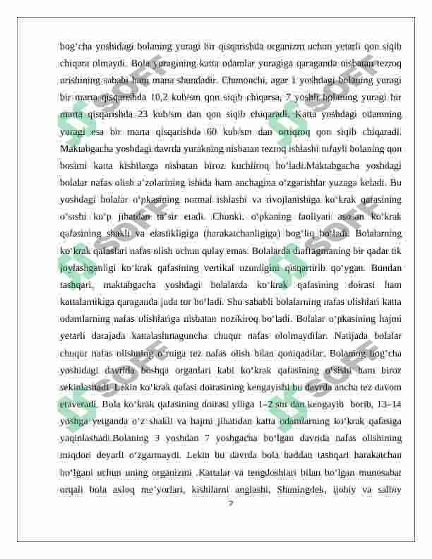 Maktabgacha yoshdagi bolalarning yoshga doir pedagogik-psixologik xususiyatlari va ularning bolaning sog'lom rivojlanishidagi ahamiyati 7