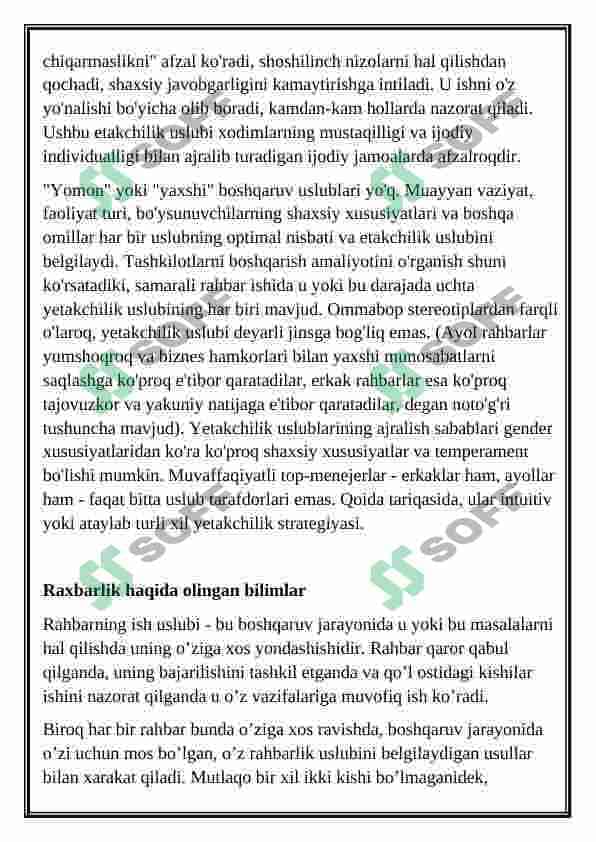 Rahbarlik va yetakchilik referat 7