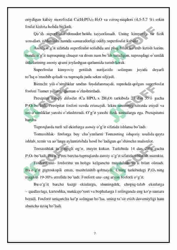 Fosforli moddalar va energiya almashinishidagi ro‘li. 7