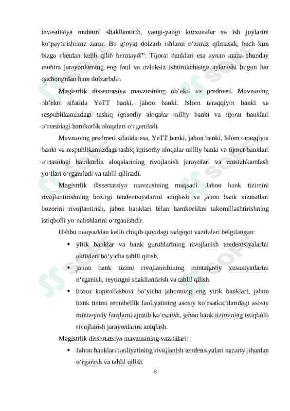 JAHON BANKLARI BILAN HAMKORLIKDA ISHLASHNI RIVOJLANTIRISH YO‘LLARI 7