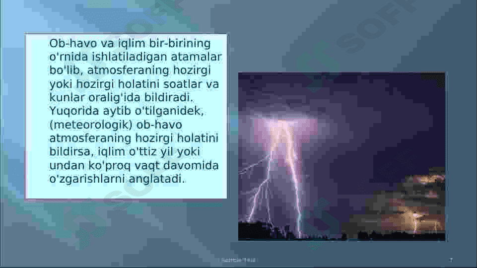 Iqlim va ob havo tushunchalari 7