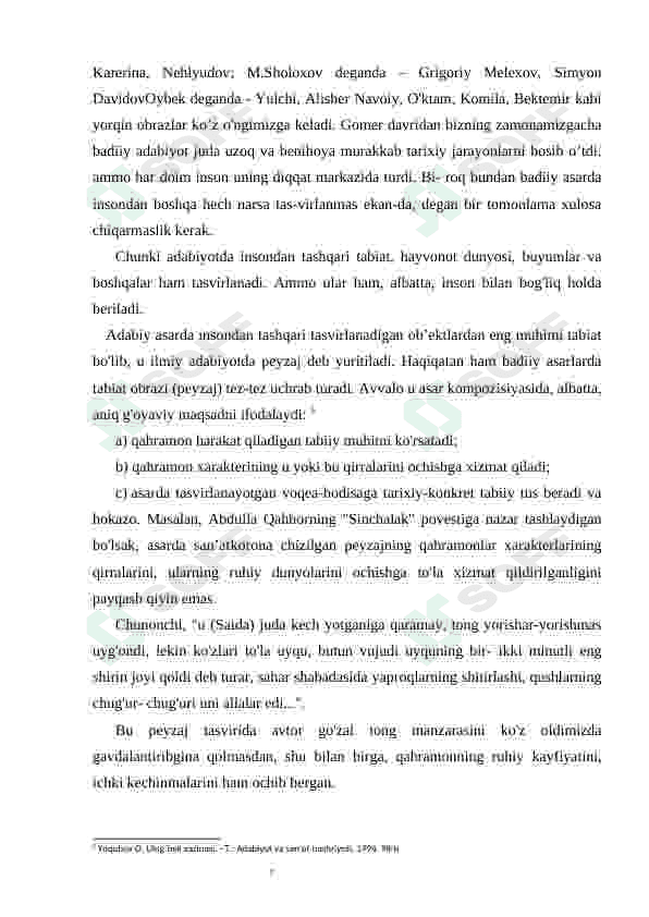 Adabiyotda tabiat tasviri. Abduqayum Yo'ldoshevning Daryo romani asosida 7