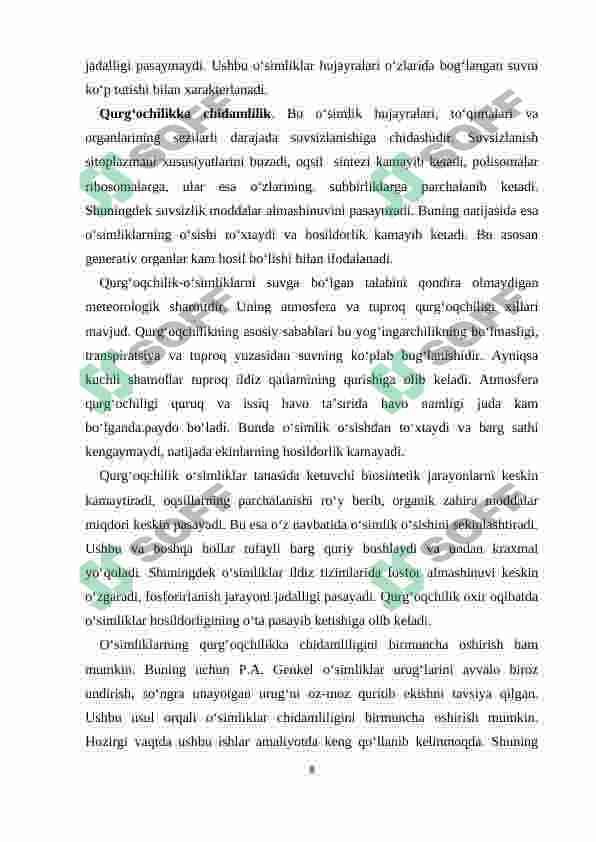 O‘simliklarning yuqori va past haroratga chidamliligi 7