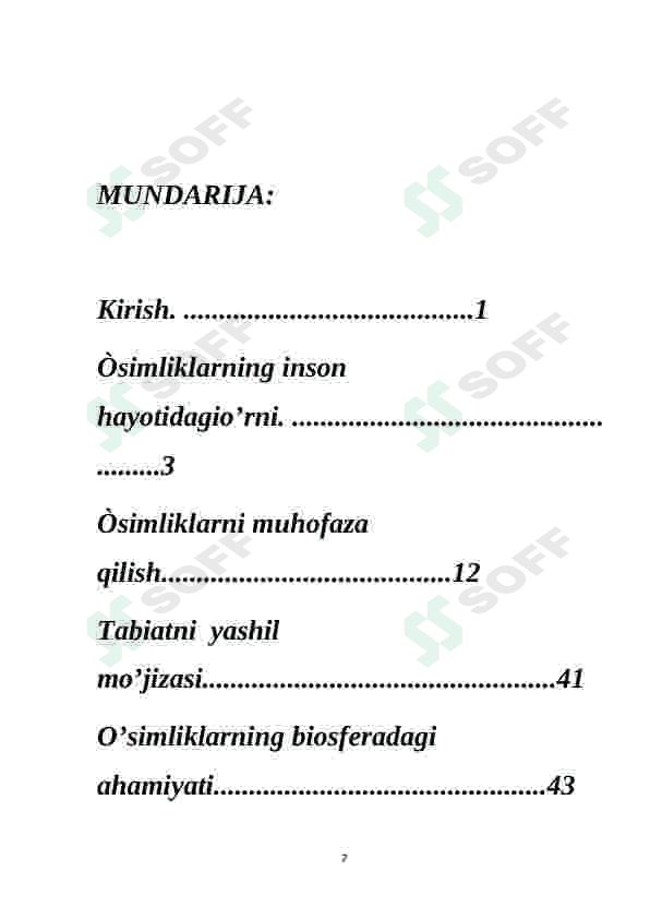 Oʻsimliklarning insonlar va biosferada tutgan oʻrini 7