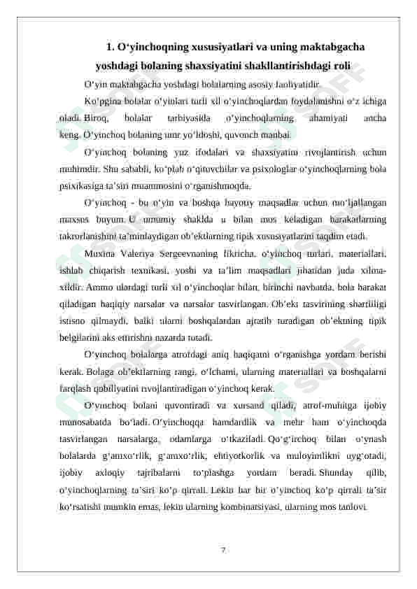 O‘yinchoq bolani rivojlantiruvchi vosita sifatida 7