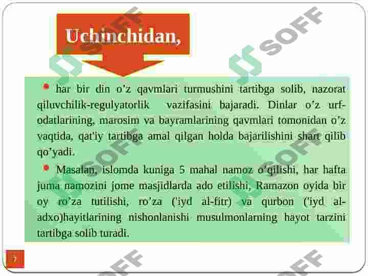 Dinning vujudga kelishi, diniy ta’limotlarning shakllanishi va rivojlanishi 7