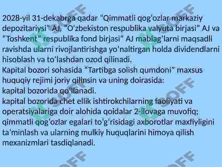 Kapital bozorini rivojlantirish orqali mamlakat Iqtisodiy taraqqiyotini ta'minlash 7