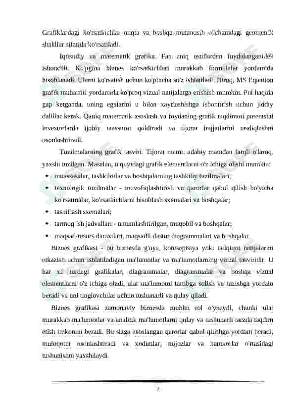 Biznes grafikasi, uning apparat va dasturiy ta'minot hamda rivojlanish istiqbollari 7