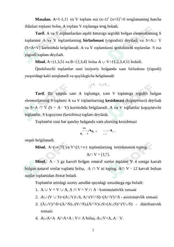 “Asosiy  algebraik  strukturalar”  (gruppa, halqa, maydon) 7