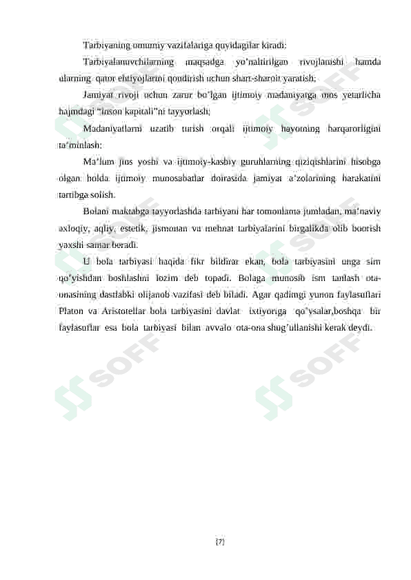 Maktabgacha   yoshdagi  bolalarning rivojlanishi  va  ta'lim  tarbiyasi kurs ishi 7