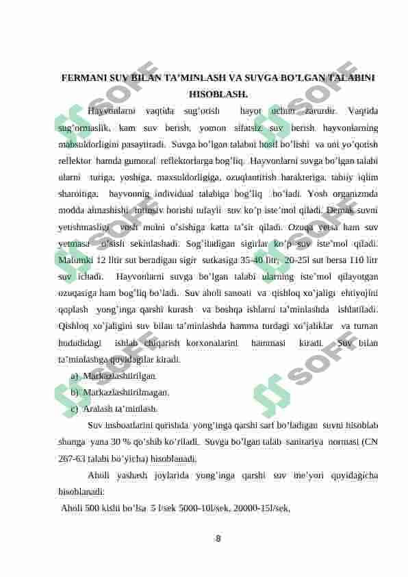 Bog’lanmay boqiladigan qoramollarga mo’ljallangan molxona. 7