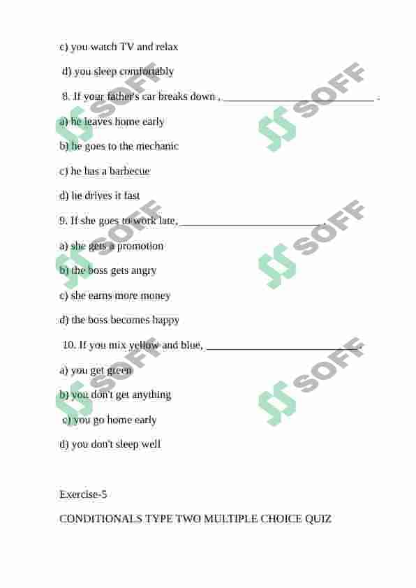 IF CLAUSE TYPE 1 , 2 , 3  and mixed  EXERCISES CONDITIONALS 7