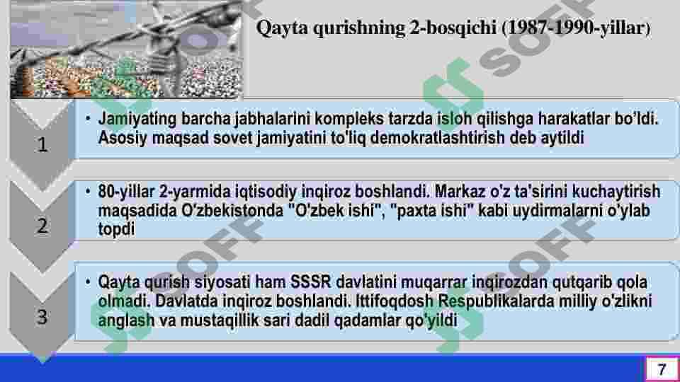 Mustaqillikka erishish arafasidagi Ózbekistonda ijtimoiy-siyosiy jarayonlar 7