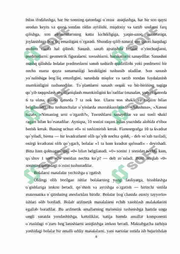 Arifmetik misollarni yechish va bolalarni boshlangʻich maktabda matematika fanini oʻrganishiga tayyorlash 7