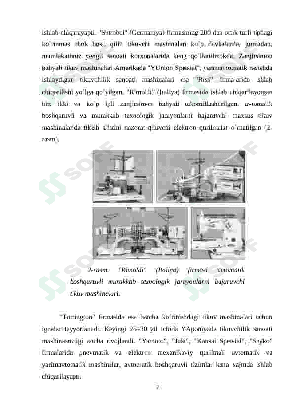 Yo'rmash tikish mashinasining tuzilishi ishlashi ishga sozlash usullari kurs ishi 7