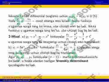 Yuqori tartibli chiziqli differensial tenglamalar. Ostrogradskiy-Liuvill formulasi 7