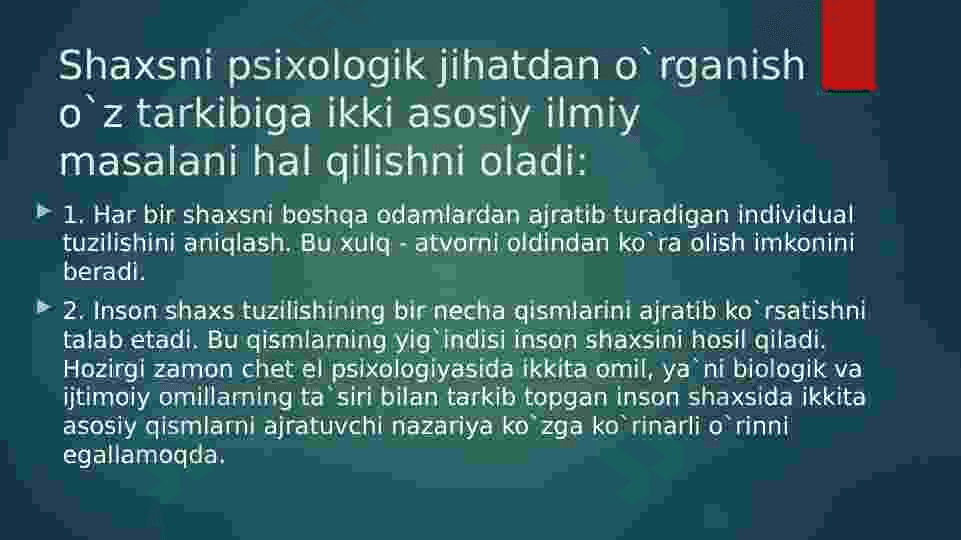 Shaxsning malaka va odatlari. 7