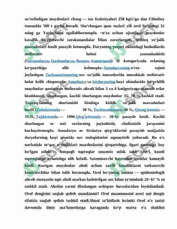 Orol va orol bo'yi muommolari. 7