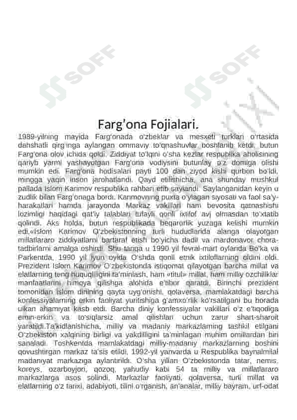 Qayta qurish siyosati va uning inqirozi. Fargʻona fojialari 7