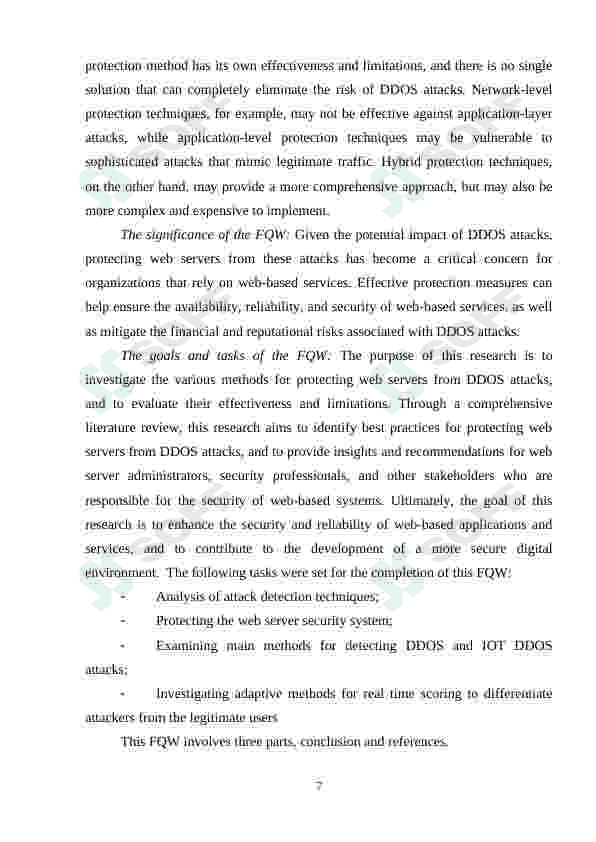 Diplom ishi. DDOS hujumlar. Research on methods of protecting web servers from distributed denial-of-service attacks 7