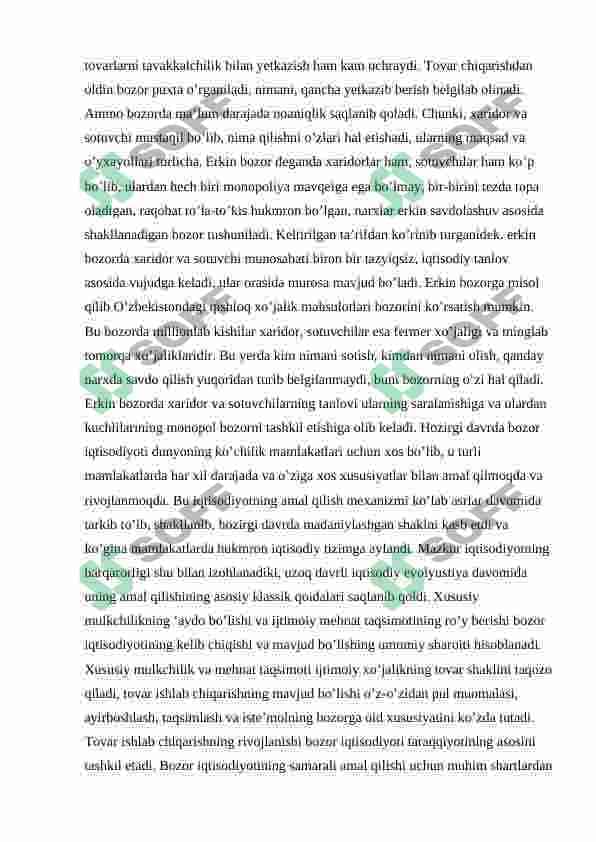 Bozor iqtisodiyotining mazmuni va uning rivojlanishi 7