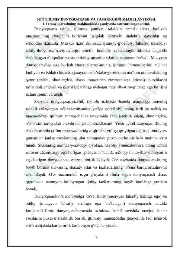 Ilmiy dunyoqarashni shakllantirish va o‘quvchilarni aqliy tarbiyalash 7