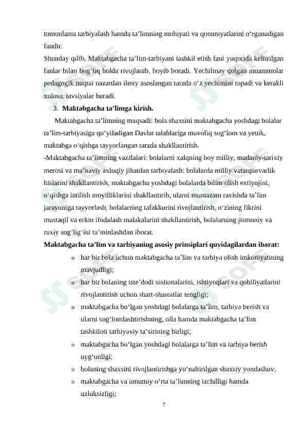 Maktabgacha pedagogikaning boshqa fanlar bilan aloqasi 7
