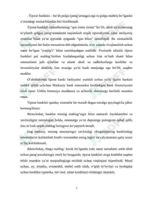 Tijorat banklari faoliyatining iqtisodiy samaradorligini oshirish yo‘llari 7