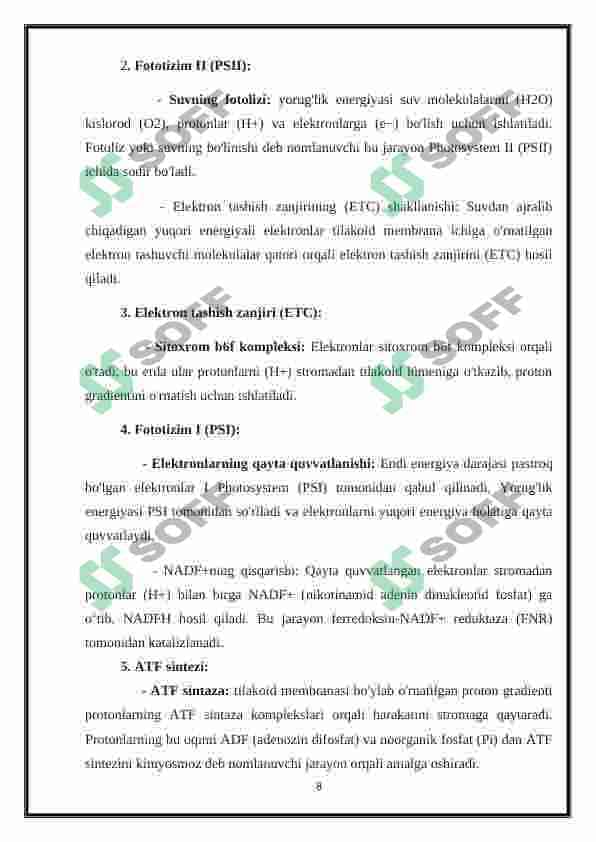 Plastida pigmentlari va ularning fotosintezdagi roli 7