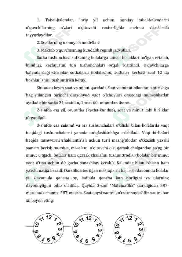 Uchinchi sinfda vaqt o‘lchovlari. 7