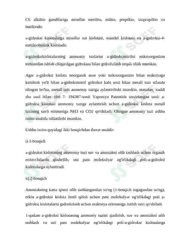 Gidroksikislatalarning olinish usullari. Fizialogik va kimyoviy xususiyatlari. Ayrim vakillari 7