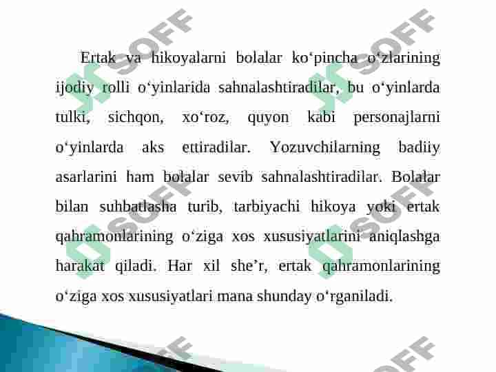 Badiiy asarlarni sahnalashtirish turlari va uni qo'yib ko'rsatish texnologiyasi 7