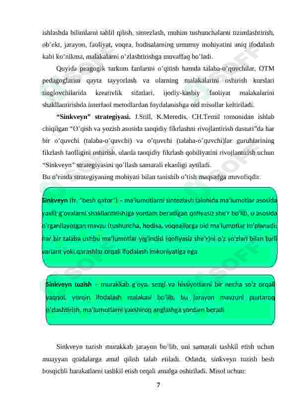 KREATIV PEDAGOGIKA FANINI O‘QITISHDA TA’LIM TURILARI VA SHAKILLARI TAVSIFI 7